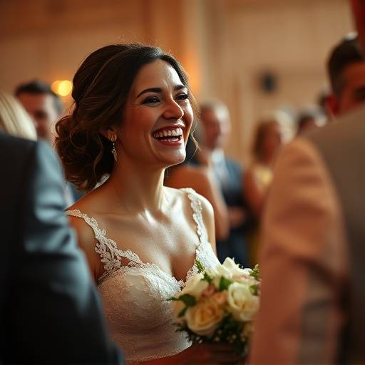 High-quality image showcasing candid wedding photography of the bride laughing during the reception